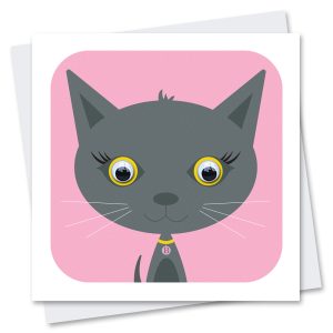 British Blue cat birthday card