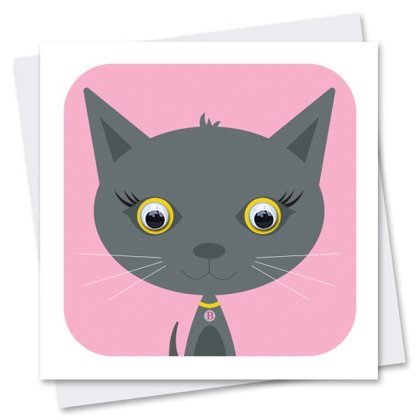 British Blue cat birthday card