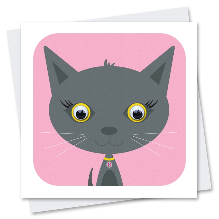 British Blue cat birthday card