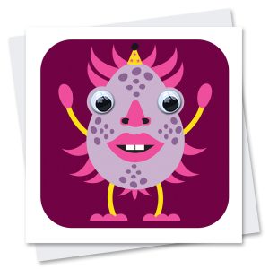 monster birthday card with googly eyes