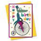 Penny farthing Crocodile birthday card