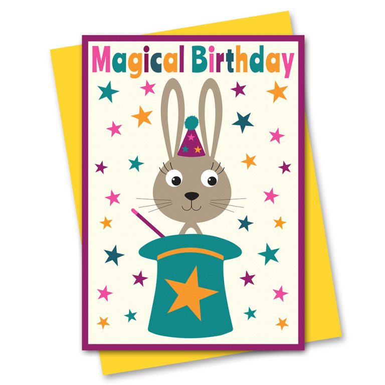 magical birthday rabbit birthday card