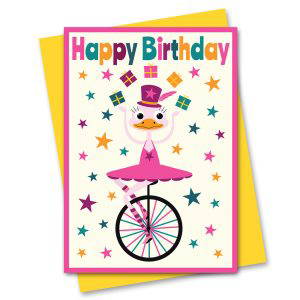 Unicycle Ostrich birthday card