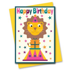 Lion birthday card circus