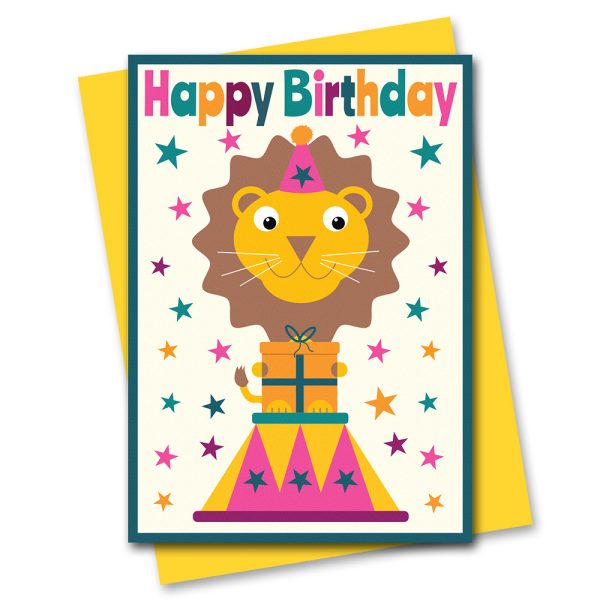 Cir007 Lion Birthday Card Lion birthday card circus