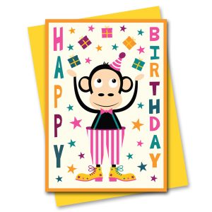 Juggling Monkey Circus birthday card