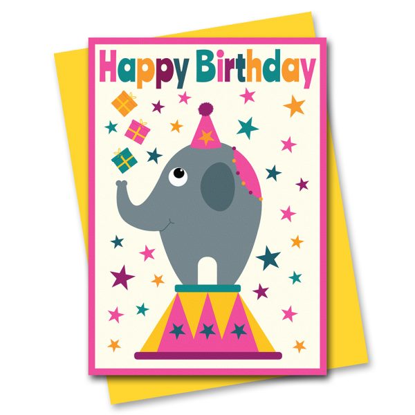 Ciroo2 Elephant Birthday Card circus birthday card elephant performer