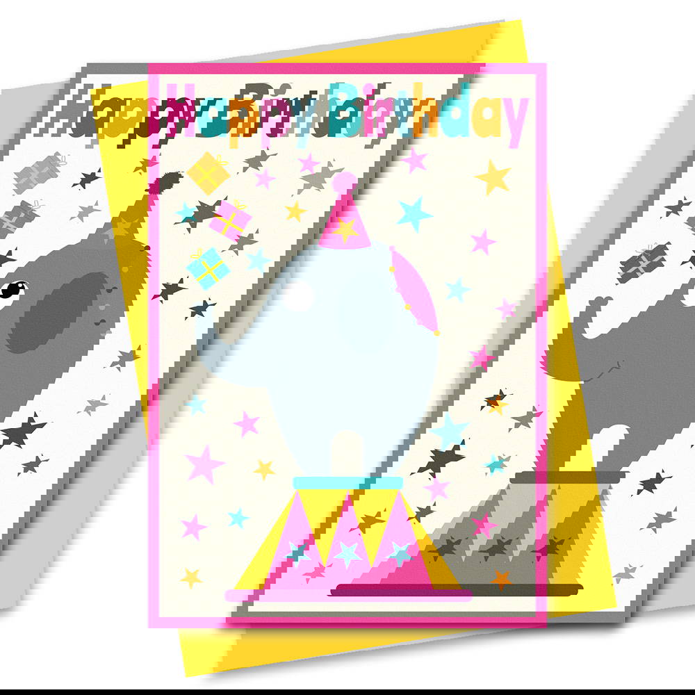 circus birthday card elephant performer