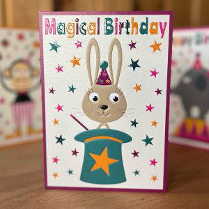 rabbit in hat birthday card