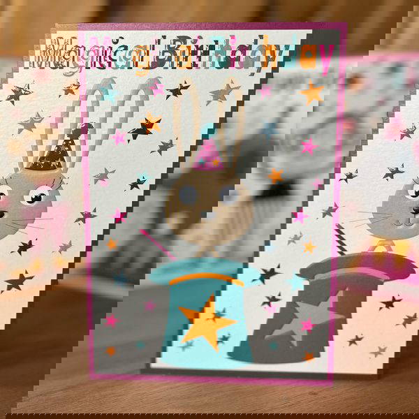 The Circus Rabbit Birthday Card rabbit in hat birthday card