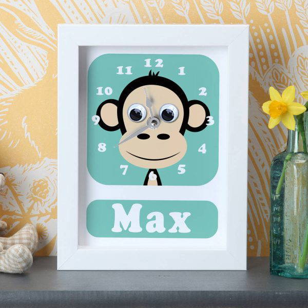 Personalised Children's Monkey Clock 3 Personalised Children's Monkey Clock