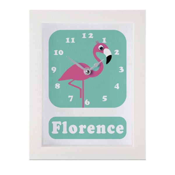 Personalised Children's Flamingo Clock 2 Personalised Children's Flamingo Clock