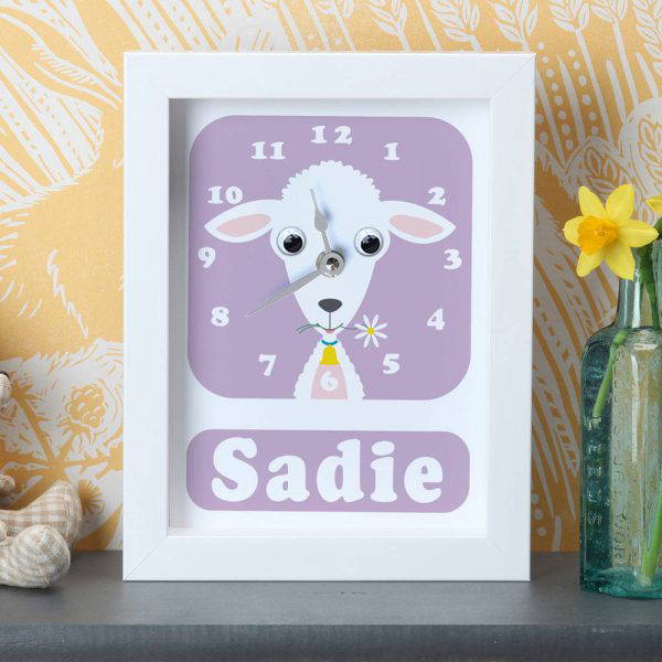 Personalised Children's Lamb Clock 3 Personalised Children's Lamb Clock