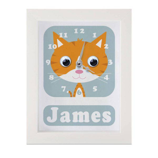 Personalised Children's Ginger Cat Clock