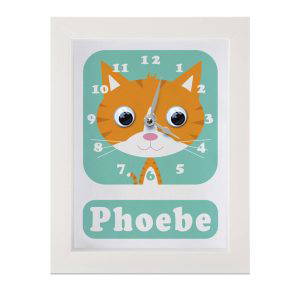 Personalised Children's Ginger Cat Clock