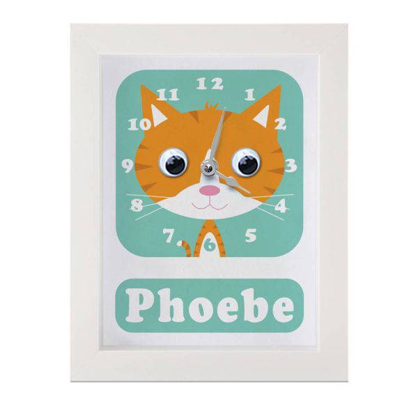 Personalised Children's Ginger Cat Clock 2 Personalised Children's Ginger Cat Clock