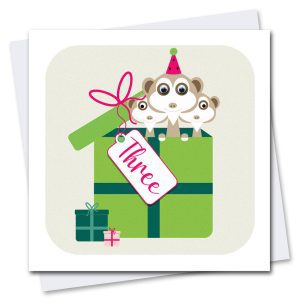Age 3 Birthday Card - Meerkats
