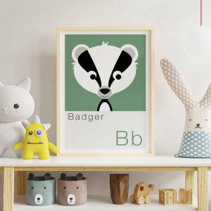 B is for Badger Children's Alphabet Print