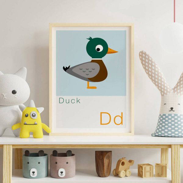D is for Duck Children's Alphabet Print