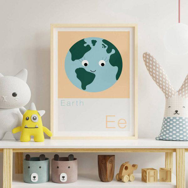 E is for Earth Children's Alphabet Print 1 E is for Earth Children's Alphabet Print