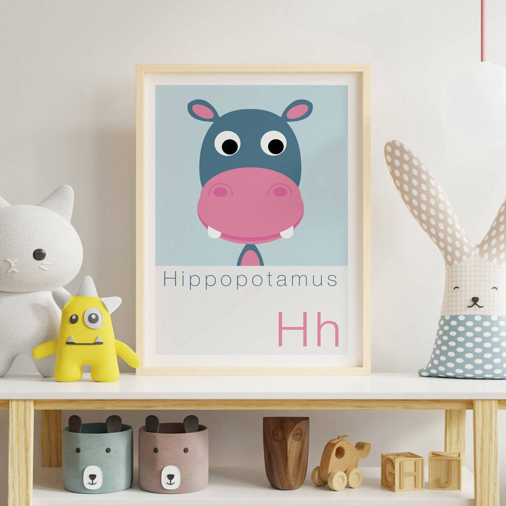 H is for Hippo Children's Alphabet Print