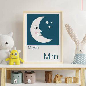 M is for Moon Children's Alphabet Print