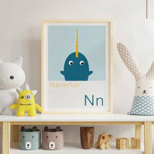 N is for Narwhal Children's Alphabet Print