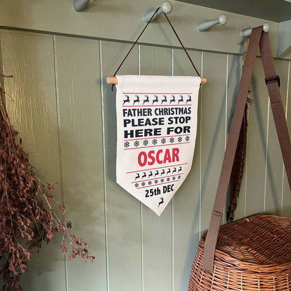 Father Christmas Stop Here Sign - Personalised Flag 4 Father Christmas Stop Here Sign - Personalised Flag