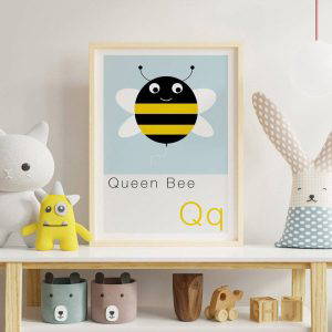Q is for Queen Bee Children's Alphabet Print