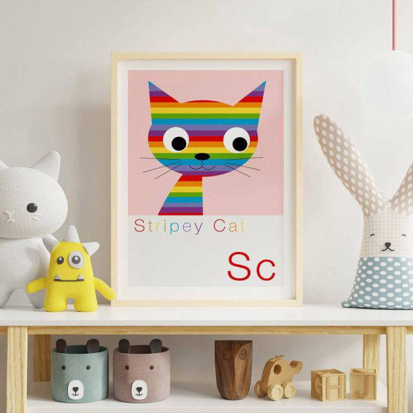 S is for Stripey Cat Children's Alphabet Print 1 S is for Stripey Cat Children's Alphabet Print