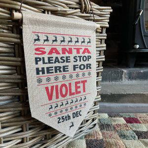 Santa Stop Here Sign - Personalised Flag