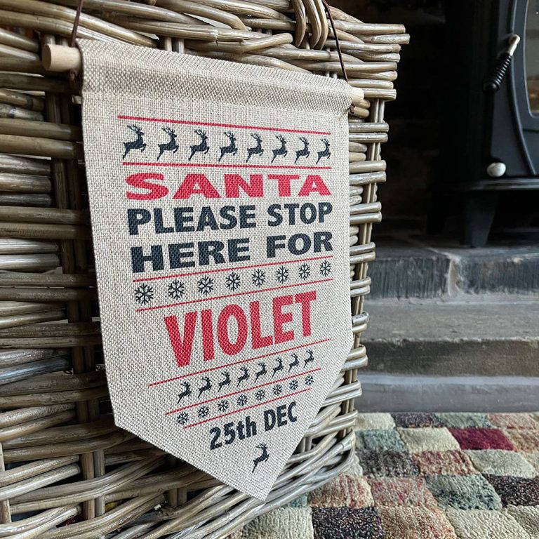 Santa Stop Here Sign - Personalised Flag