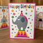 Circus Birthday Card - Joyful Juggling Elephant