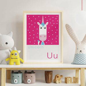 U is for Unicorn Children's Alphabet Print