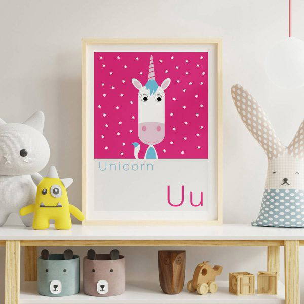 U is for Unicorn Children's Alphabet Print