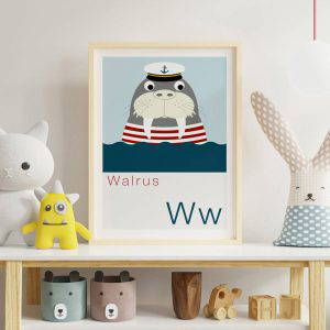 W is for Walrus Children's Alphabet Print