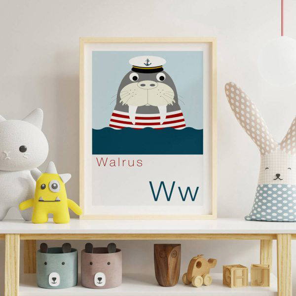 W is for Walrus Children's Alphabet Print